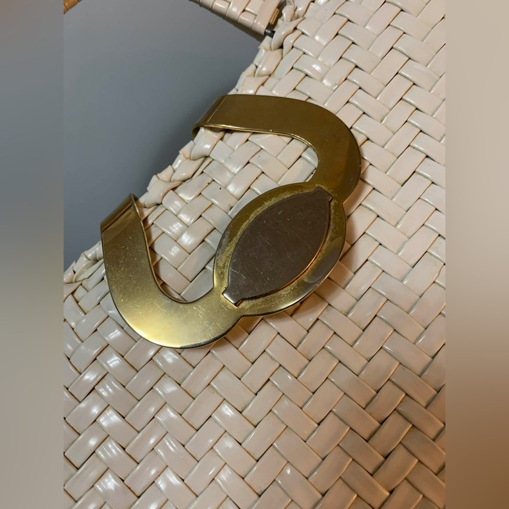 Vintage 1950s White and Gold Wicker Handbag - Picture 15 of 15